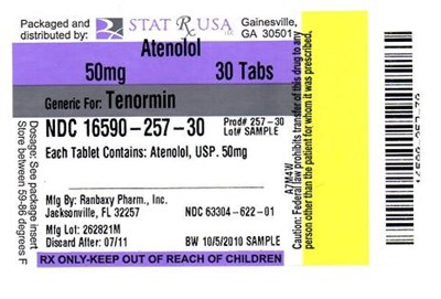 Label Image 50mg (Atenolol 50mg Label 257)